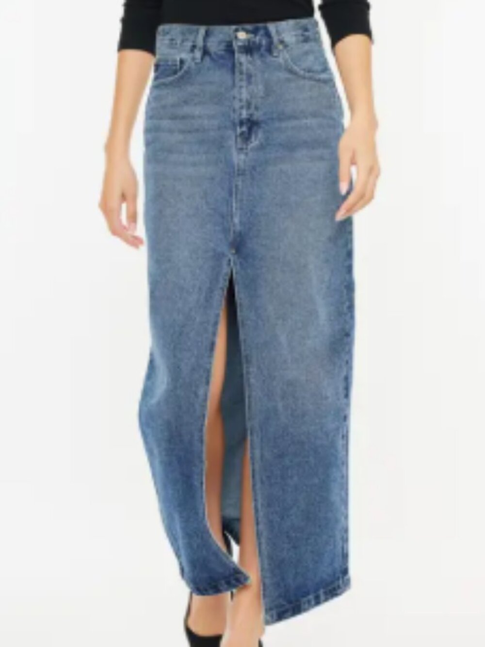 KanCan Denim Maxi Skirt | High Waist | Trendy Long Denim Skirt